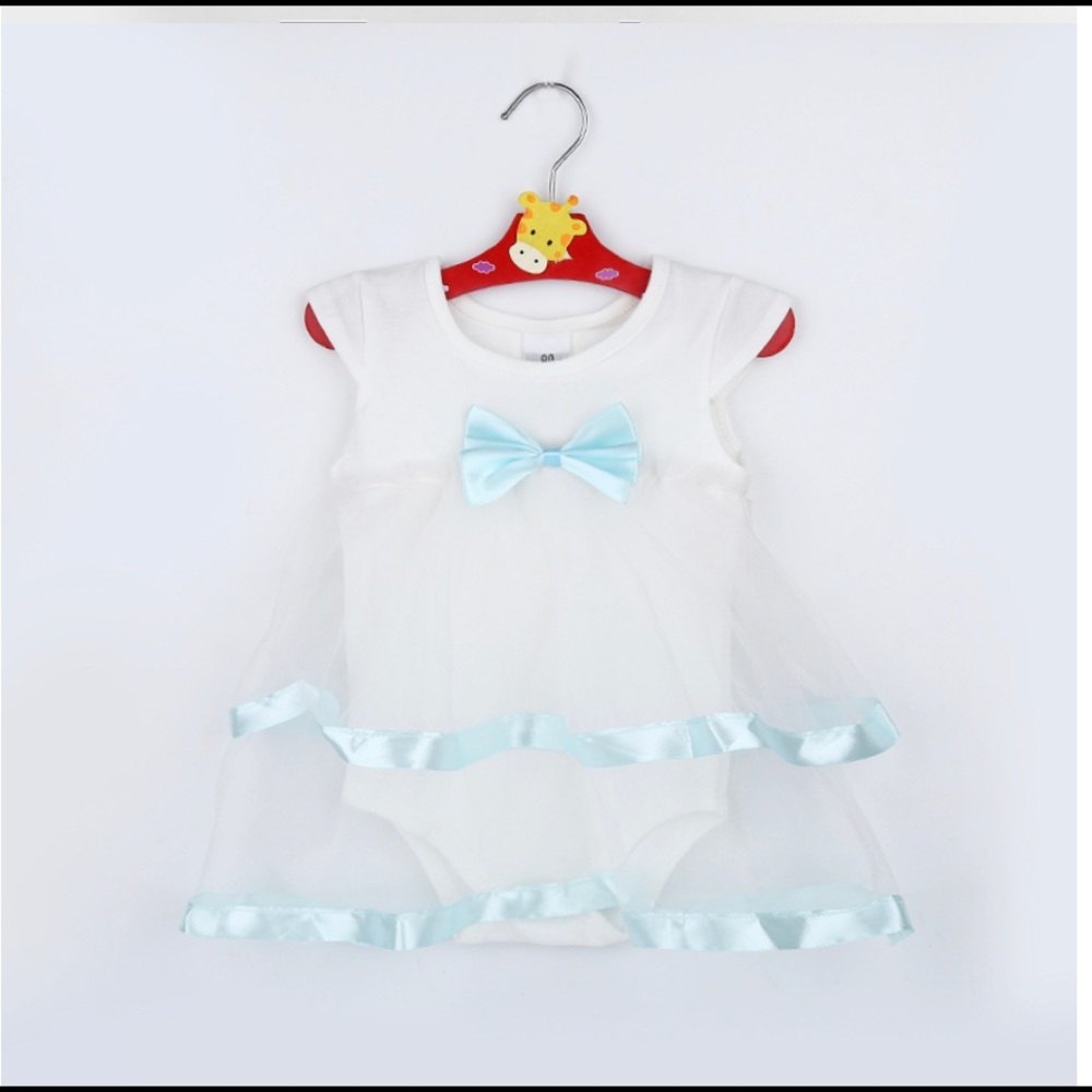 24 month onesie dress white with blue